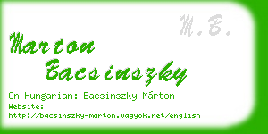 marton bacsinszky business card